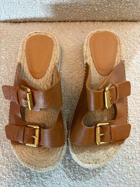 See by Chloé Glyn Dual-Buckle Espadrille Sandals in Light Brown